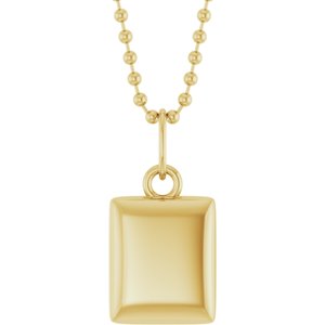 14K Yellow Gold Engravable Puffed Dog Tag 18" Necklace