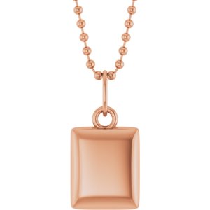 14K Rose Gold Engravable Puffed Dog Tag 18" Necklace