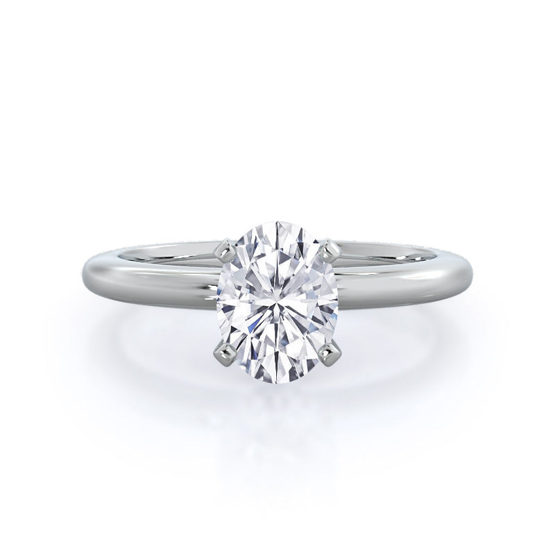 14K White Gold Four Prong Diamond Ring