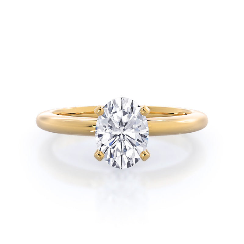 14K Yellow Gold Four Prong Diamond Ring