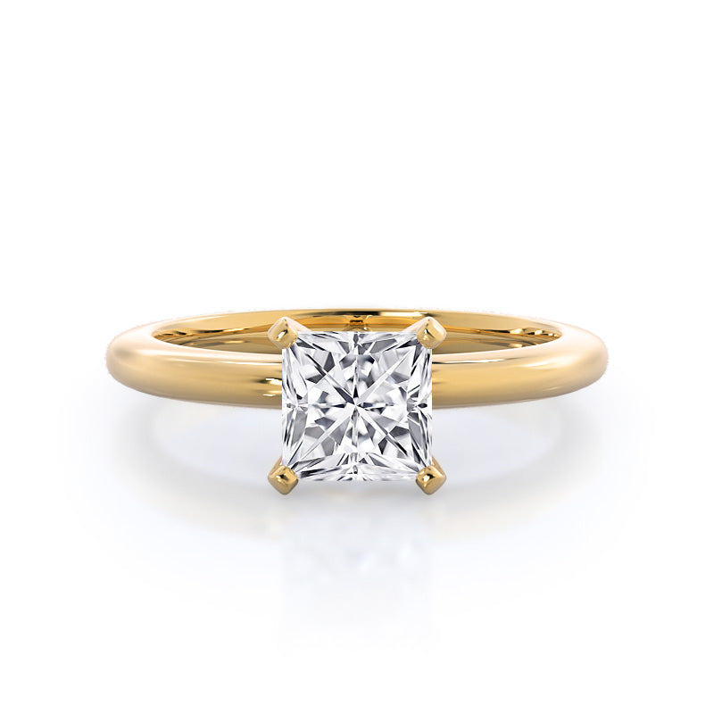 14K Yellow Gold Four Prong Diamond Ring