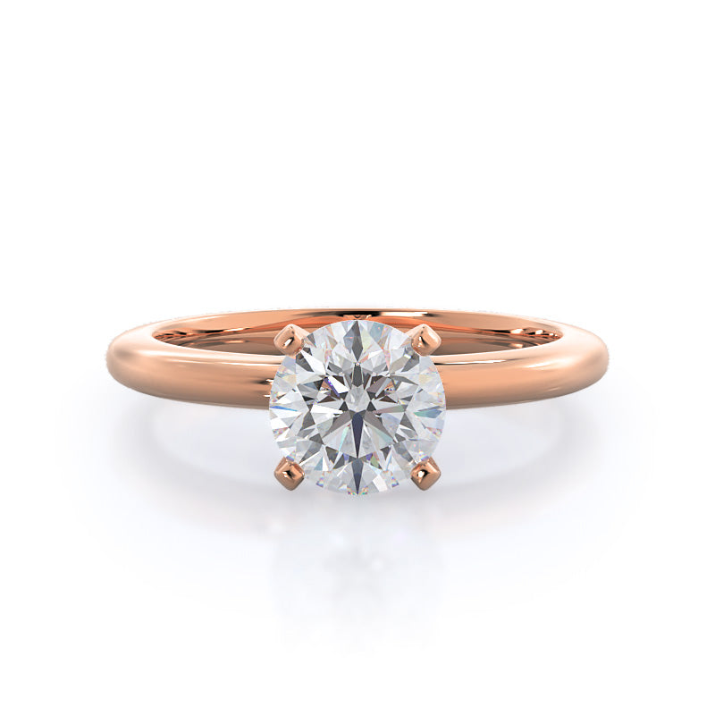 14K Rose Gold Four Prong Diamond Ring