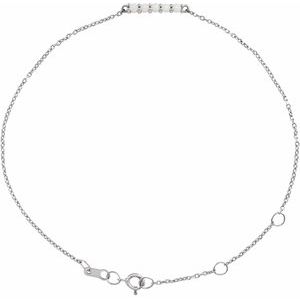 White Gold Natural Ethiopian Opal Cabochon Bar Bracelet