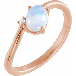 Rose Gold Natural Ethiopian Opal and Diamond Bypass Ring