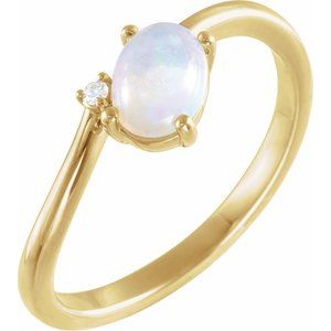 Yellow Gold Natural Ethiopian Opal and Diamond Bypass Ring