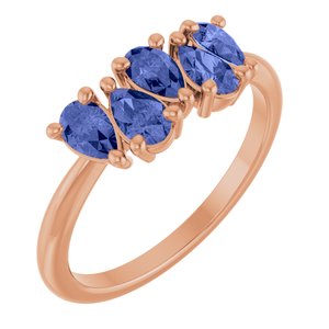 Rose Gold Five-Stone Natural Tanzanite Ring