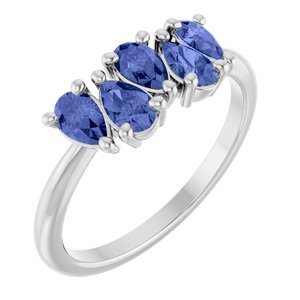 White Gold Five-Stone Natural Tanzanite Ring