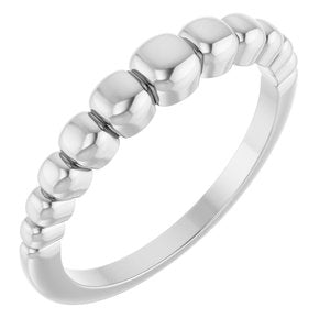 14K White Gold Geometric Domed Ring