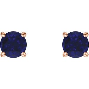 5 mm lab-grown blue sapphire stud earrings in 14K rose gold, alternate pair view