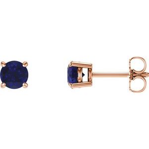 Rose Gold 5 mm Lab-Grown Blue Sapphire Stud Earrings