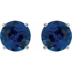 5 mm lab-grown blue sapphire stud earrings in 14K white gold, alternate pair view