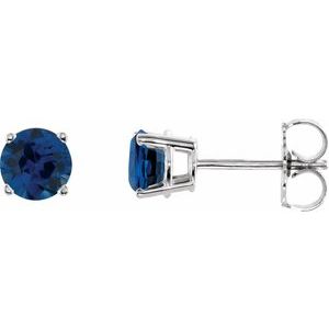 White Gold 5 mm Lab-Grown Blue Sapphire Stud Earrings