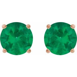 5 mm lab-grown emerald stud earrings in 14K rose gold, alternate pair view