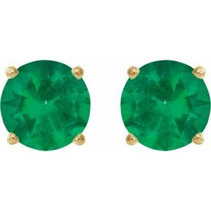 5 mm lab-grown emerald stud earrings in 14K yellow gold, alternate pair view