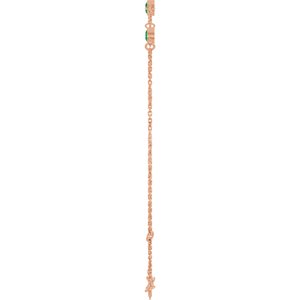 Lab-grown emerald bezel-set three-stone bracelet in 14K rose gold, alternate view two