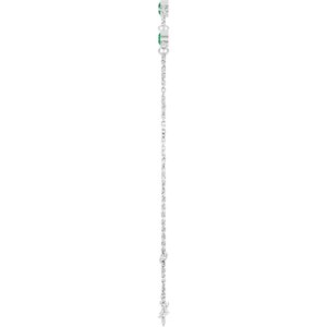 Lab-grown emerald bezel-set three-stone bracelet in 14K white gold, alternate view two
