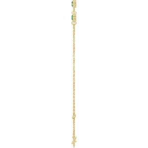 Lab-grown emerald bezel-set three-stone bracelet in 14K yellow gold, alternate view two