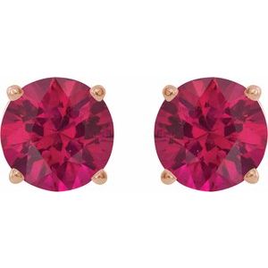 5 mm lab-grown ruby stud earrings in 14K rose gold, alternate pair view