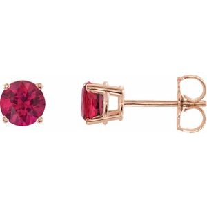 Rose Gold 5 mm Lab-Grown Ruby Stud Earrings
