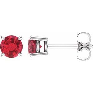 White Gold 5 mm Lab-Grown Ruby Stud Earrings