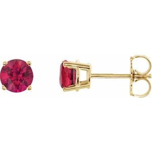 Yellow Gold 5 mm Lab-Grown Ruby Stud Earrings