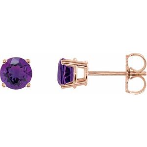 Rose Gold 5 mm Natural Amethyst Stud Earrings