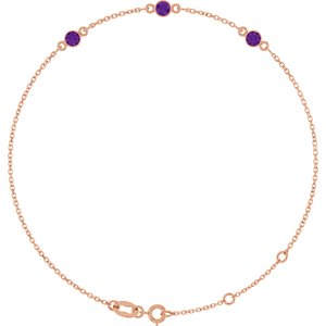 Rose Gold Natural Amethyst Bezel-Set Three-Stone Bracelet