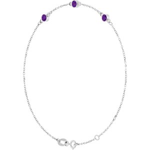 Natural amethyst bezel-set three-stone bracelet in 14K white gold, alternate view one