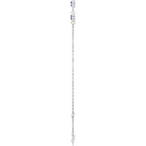 Natural amethyst bezel-set three-stone bracelet in 14K white gold, alternate view two