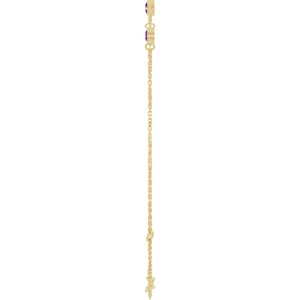 Natural amethyst bezel-set three-stone bracelet in 14K yellow gold, alternate view two