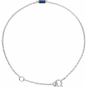 White Gold Natural Blue Sapphire Baguette Bracelet