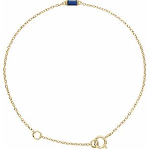 Yellow Gold Natural Blue Sapphire Baguette Bracelet