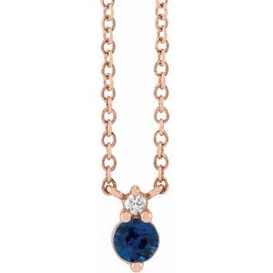 Rose Gold Natural Blue Sapphire and Diamond Necklace