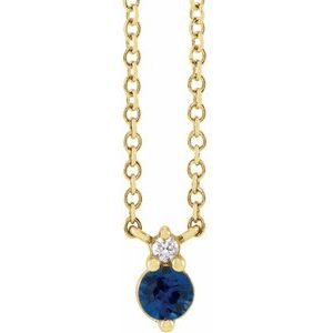 Yellow Gold Natural Blue Sapphire and Diamond Necklace