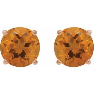 5 mm natural citrine stud earrings in 14K rose gold, alternate pair view