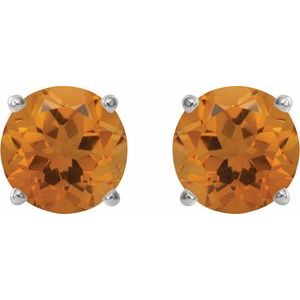 5 mm natural citrine stud earrings in 14K white gold, alternate pair view
