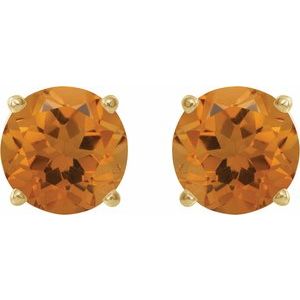 5 mm natural citrine stud earrings in 14K yellow gold, alternate pair view
