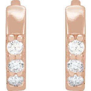 0.05 CTW natural diamond 8 mm hinged hoop earrings in 14K rose gold, alternate view