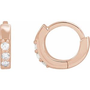 Rose Gold 0.05 CTW Natural Diamond 8 mm Hinged Hoop Earrings