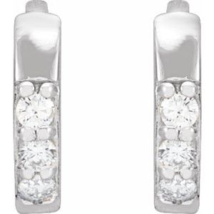 0.05 CTW natural diamond 8 mm hinged hoop earrings in 14K white gold, alternate view