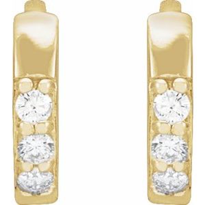 0.05 CTW natural diamond 8 mm hinged hoop earrings in 14K yellow gold, alternate view