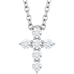 White Gold 1/6 CTW Natural Diamond Cross 16-18 Inch Necklace