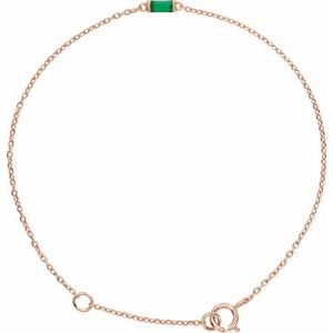 Rose Gold Natural Emerald Baguette Bracelet