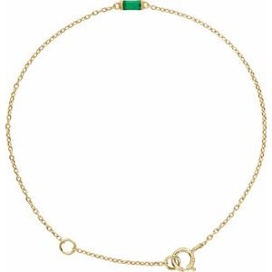 Yellow Gold Natural Emerald Baguette Bracelet