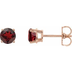Rose Gold 5 mm Natural Mozambique Garnet Stud Earrings