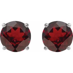 5 mm natural Mozambique garnet stud earrings in 14K white gold, alternate pair view