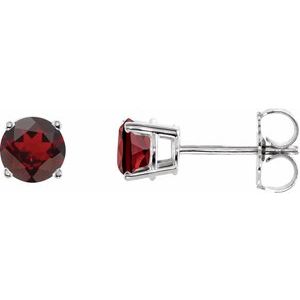 White Gold 5 mm Natural Mozambique Garnet Stud Earrings