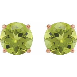 5 mm natural peridot stud earrings in 14K rose gold, alternate pair view