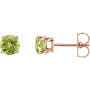 Rose Gold 5 mm Natural Peridot Stud Earrings