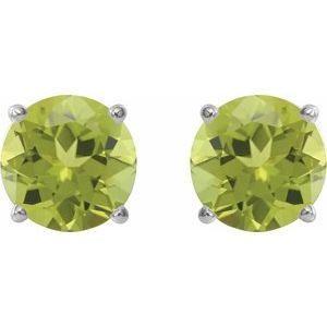 5 mm natural peridot stud earrings in 14K white gold, alternate pair view
